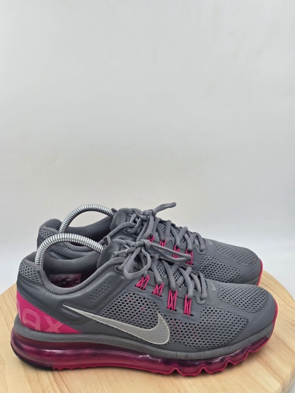 Nike Air Max+ 2013 Cool Grey Pink Force Athletic Running Shoes Womens sz 9